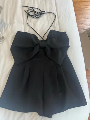 These Three Boutique Black Bow Halter Romper thumbnail 1