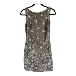 Anthropologie BHLDN Gold Sequin Star Mini Dress Womens 2 Formal Prom Verseau thumbnail 2