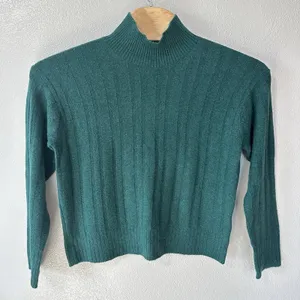J. Crew Green Medium Ribbed Mockneck Sweater Supersoft Yarn Wool Alpaca‎ Blend thumbnail 1