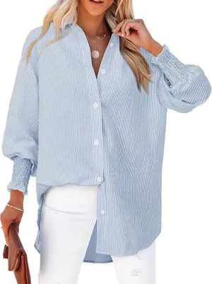 Amazon Blue and White Button Down Top thumbnail 1
