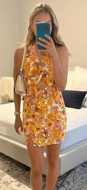 Hello Molly Floral Halter Cutout Mini Dress thumbnail 1