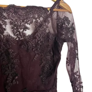 Tobi‎ Women's XS Mesh Sleeve Cocktail Mini Dress Deep Burgundy Lace Whimsigoth thumbnail 2