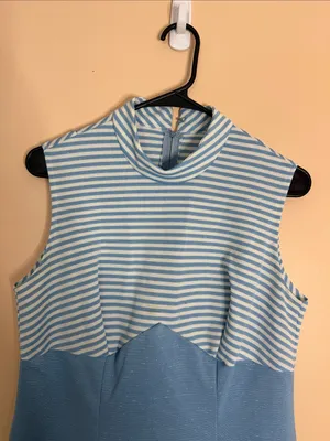 Girls' Light Blue Striped Sleeveless Dress thumbnail 2
