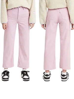 Levi's Premium Ribcage Straight Cord Ankle Jeans Pink Corduroy Pants Size 24 thumbnail 8