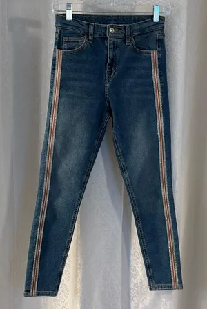 Topshop Moto Jean With Rhinestone Embellidhment Sz: 28 thumbnail 1