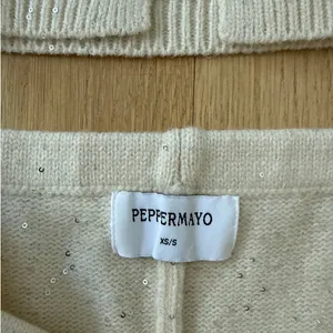 Peppermayo Knit Top & Shorts Set Sequins Ownley Size XS Cream Silver thumbnail 4