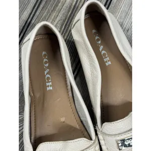 COACH Driving Loafers Fredrica Pebbled Leather Ivory Flats Slip On Womens 8B thumbnail 10