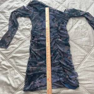Free People Womens Chole Blue Mesh Floral Print Shirred Sheath Dress Medium‎ thumbnail 5