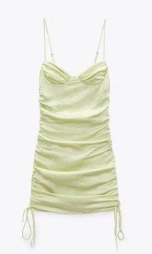 ZARA Satin Effect Ruched Drapped Mini Dress thumbnail 6