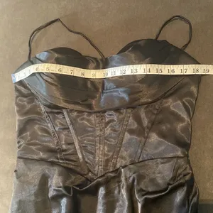 Women’s Black Full Length Prom Party Dress Criss Cross Straps & Leg Slit Size 10 thumbnail 9