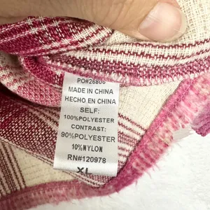 Entro Plaid Shacket Size XL Pink Corduroy Trim Button Front thumbnail 7