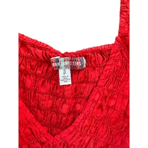 Urban Outfitters Ruffle Sleeve Smocked Crop Top Red Women's Size S‎ thumbnail 3