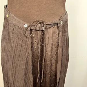 Zara Mixed Pareo Tank Dress Sz M Brown Skirt Overlay Faux Wrap thumbnail 3