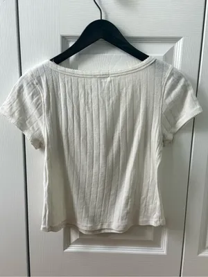 Free People End Game Pointelle Baby Tee in White thumbnail 3
