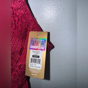 NWT Cosmopolitan Babydoll‎ Red Lace Mesh Nightgown 2 Piece Set Size 3X thumbnail 2