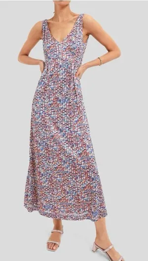 NWT Tuckernuck Natasha mosaic tile v neck maxi dress metallic Large thumbnail 1