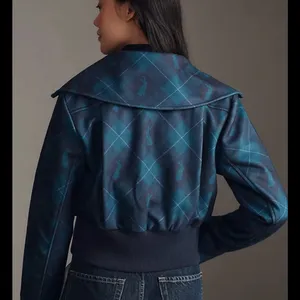 Maeve Blue Bomber Jacket with Structured Design thumbnail 2