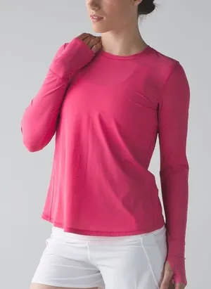 Lululemon Sunaway Runaway Long Sleeve Top Size 4 Pink Running Training Fitness thumbnail 1