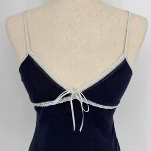 Vintage Y2K Xhilaration Lace Trim Cami Tank Top Medium Navy Babydoll Coquette thumbnail 2