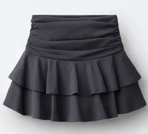 Zara Black Ruffle Hem Mini Skort thumbnail 1