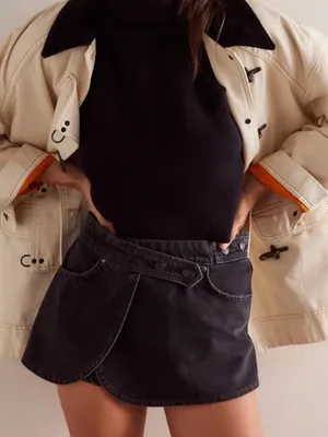 Free People Maxine Denim Wrap Skort thumbnail 5