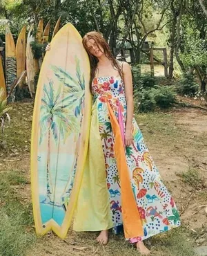 💕FARM RIO💕 White Good Vibes Maxi Dress Floral Tropical Print XS NWT thumbnail 7