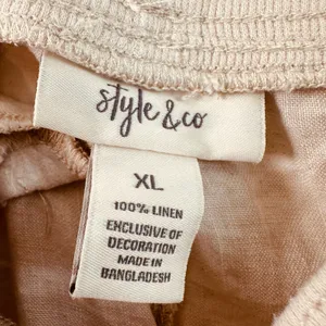 Style & Co Womens XL Tan 100% Linen Cargo Capri Pants Elastic Drawstring Waist thumbnail 3