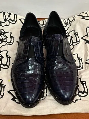 Freda Salvador Croc-Embossed studs Laceless Wear D'Orsay Oxford‎ Flats size 7 thumbnail 1