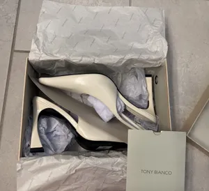 Tony Bianca Sassy Dove Crinkle Slingback Heels thumbnail 1