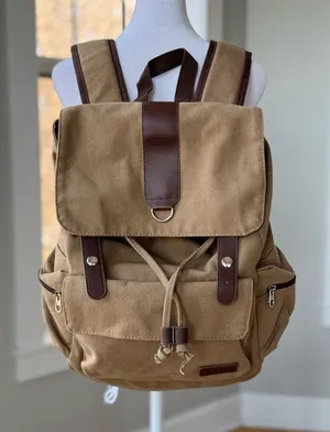 Bella Russo Tan Brown Nylon Drawstring Backpack thumbnail 1