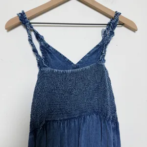 Lapogee Women Babydoll Maxi Denim Dress XL Tiered Boho Fairy Grunge Indie Sleaze thumbnail 8