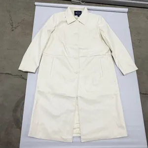 Scoop Faux Leather Trench Coat Cream Off White Longline Button Jacket L DIRTY thumbnail 1
