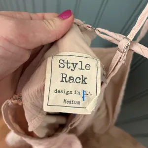 Style Rack Pink Textured Ruffle Tiered‎ Mini Dress Spaghetti Strap Size Medium thumbnail 5