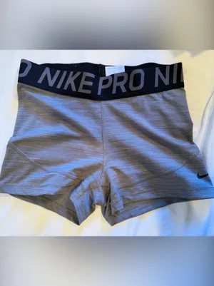 Nike Pro Gray Compression Bike Shorts Black Waistband Large spandex volleyball thumbnail 8