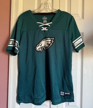NFL Philadelphia Eagles Jersey Shirt Women’s Lace-Up Football XL thumbnail 1