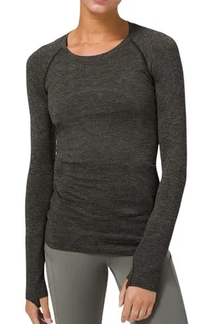 Lululemon Swiftly Tech Long Sleeve Crew 2.0 4 Heathered Army Green Black thumbnail 1