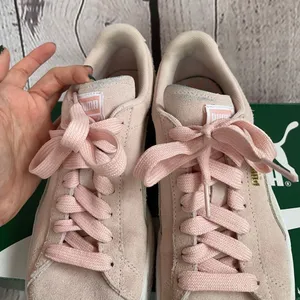 MOVING SALE! Blush pink and cream Puma suede classic sneakers! thumbnail 3