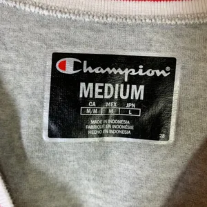 Champion Womens Colorblock Crop‎ Top Grey White Navy V-Neck Script Logo Medium thumbnail 3