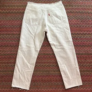 New White Levis Ripped Off Waist Low Rise Jeans thumbnail 4