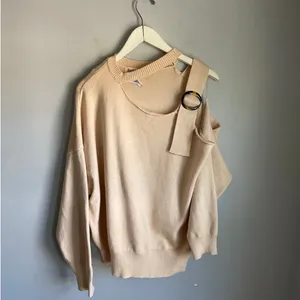 Peach Love California Cream‎ One Shoulder Cutout O Ring Knit Sweater Large Y2K thumbnail 2
