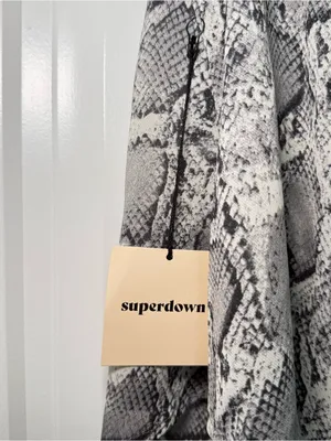 Superdown Women’s Small Gray Snake Print Draped Jumpsuit Romper Asymmetrical Y2K thumbnail 8