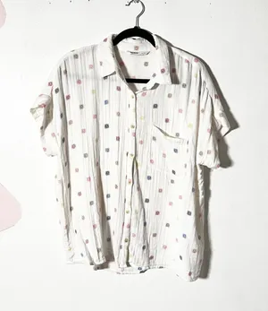 100% Cotton Gauze Top Women's Large White Celestial Sun Boho thumbnail 1