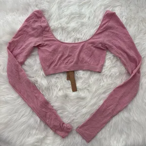Skims Wool Rib Long Sleeve Super Cropped Top Halite XXS/XS thumbnail 3