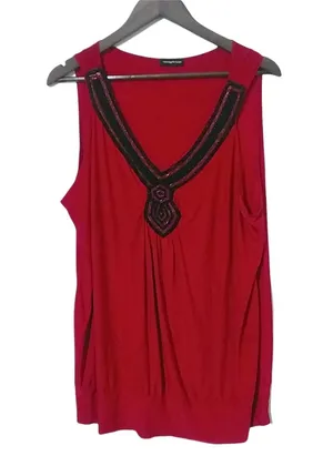 Perseption 2X Red Black Beaded Top Plus thumbnail 1