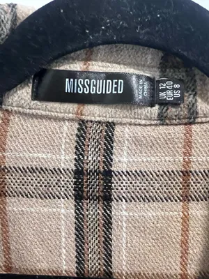 Missguided brown Flannel shacket thumbnail 3