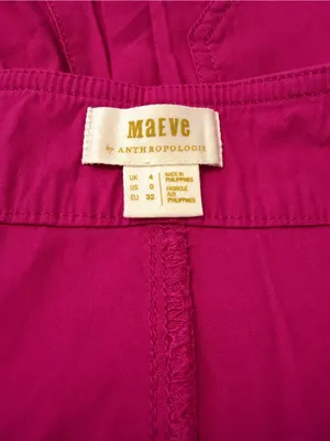 Maeve Anthropologie Fuchsia High Waist Utility Button Detail Patch Pocket Shorts thumbnail 6
