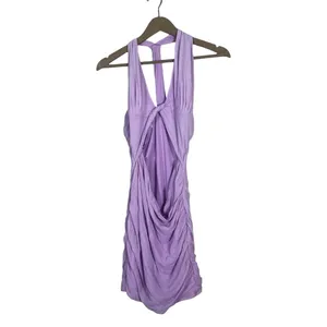 Oh Polly Asymmetric Cut Out Ruched Mini Dress Lilac Purple Sexy Clubwear Size 10 thumbnail 2