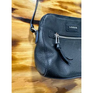 LODIS Black Women Leather, Lined, Crossbody Handbag‎ Shoulder Strap Designer thumbnail 9