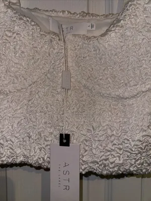 Astr White Textured Bustier Crop Top with Underwire thumbnail 2