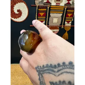 Oversized Brown Marbled Dome Statement Ring Chunky Sculptural Size 6 thumbnail 6